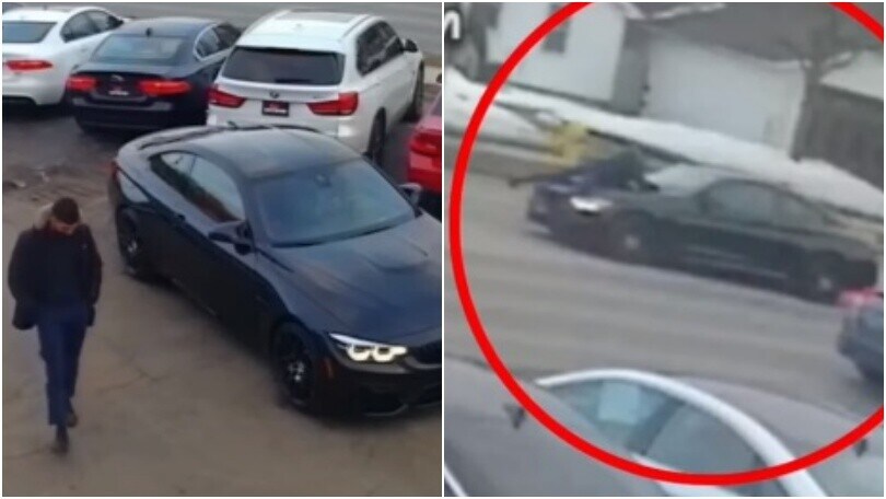 Scappa con la BMW nuova e trascina il venditore sul cofano: la rapina è un incubo! VIDEO