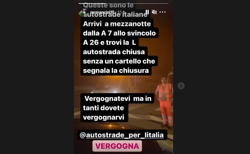 Roberto Mancini, furia contro Autostrade per l'Italia: "Vergogna"