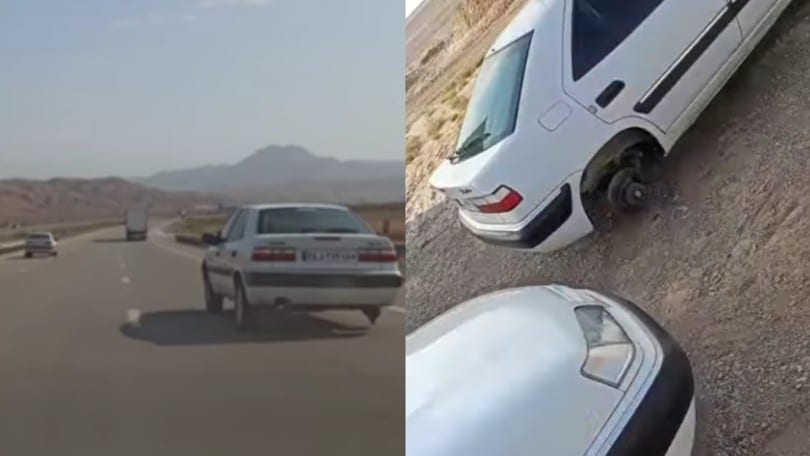 In autostrada senza una ruota: follia a 200 km/h! VIDEO