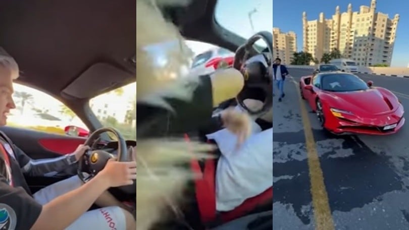 Va in sovrasterzo e distrugge la Ferrari noleggiata: che incidente a Dubai!