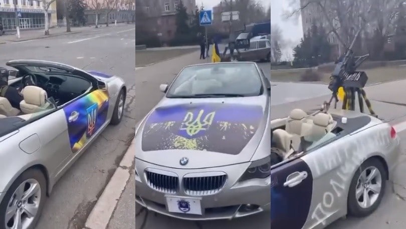Ucraina, la BMW Serie 6 della polizia è "armata" con la mitragliatrice