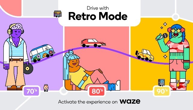 Waze, arrivano gli anni '70, '80 e '90 sul navigatore social