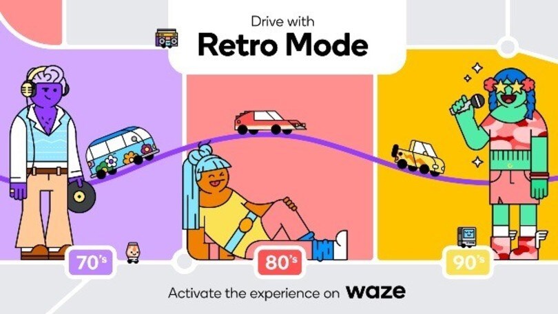 Waze, arrivano gli anni '70, '80 e '90 sul navigatore social