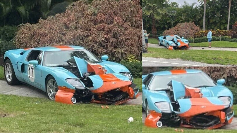 Ford GT distrutta contro un albero: l'incidente in Florida
