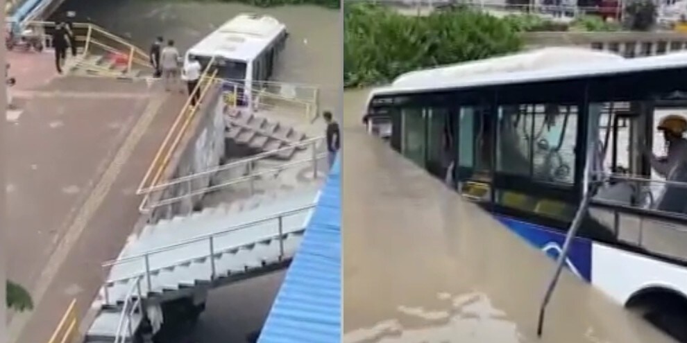 Cina, autista ha un malore e l'autobus cade nel fiume