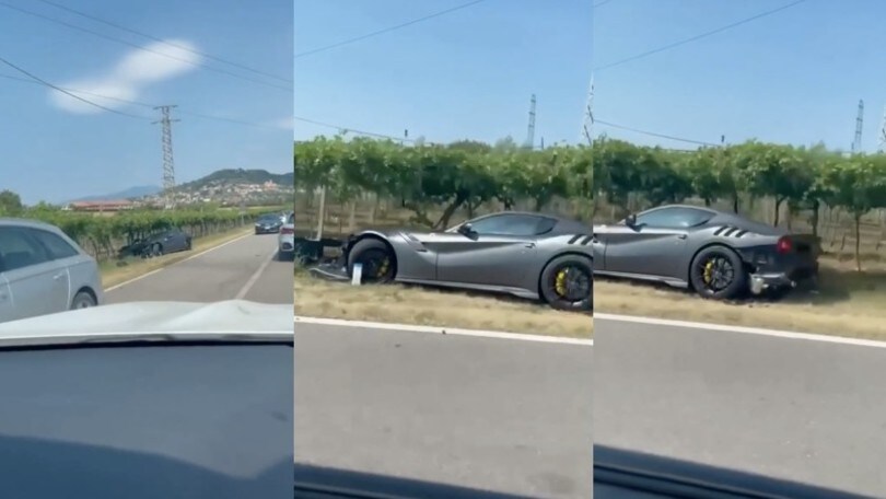 Verona, la Ferrari è fuori controllo e si spezza tra i vigneti