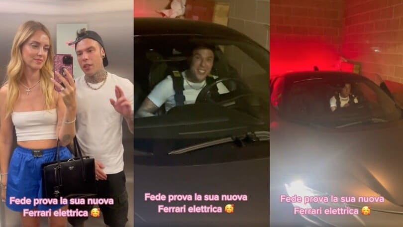 Fedez e Chiara Ferragni con la nuova Ferrari SF90