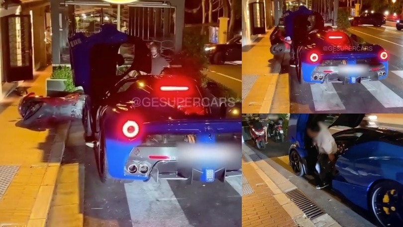 Parcheggia una Ferrari LaFerrari che finisce contro gli scooter