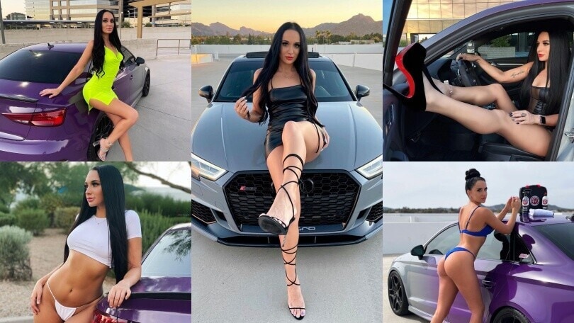 Christina, la mora che colpisce con le sue pose sexy in Audi