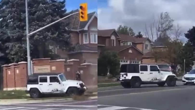 Jeep fugge dalla polizia e distrugge tutto