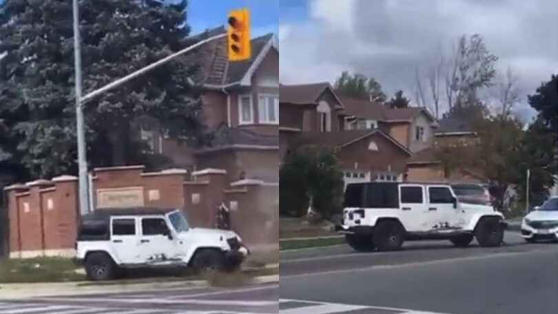 Jeep fugge dalla polizia e distrugge tutto