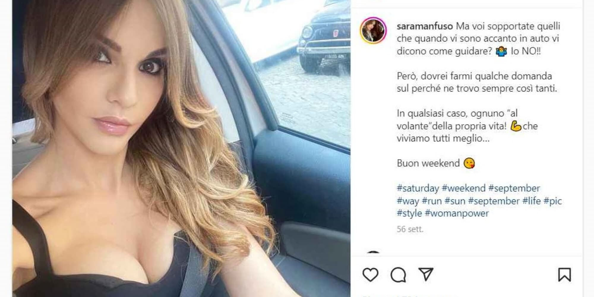 Sara Manfuso: dopo il GF Vip torna al volante della propria vita