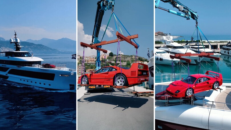 GP Monaco pazzesco, c'è una Ferrari F40 su uno yacht