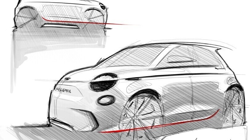 Abarth 500e: i disegni svelano già i dettagli