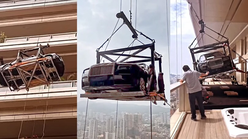 Miliardario cinese trasporta la sua Rolls-Royce Ghost al 44° piano