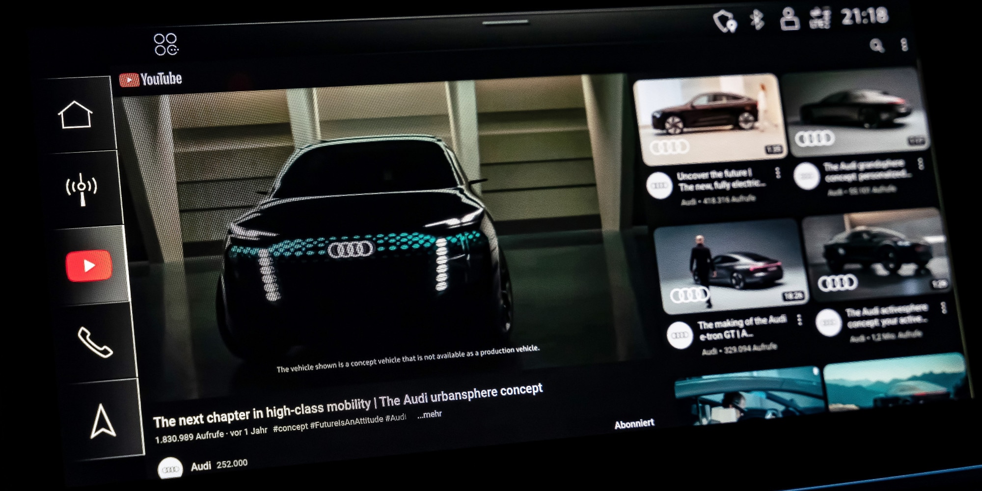 Audi, YouTube è ora integrato nel sistema multimediale