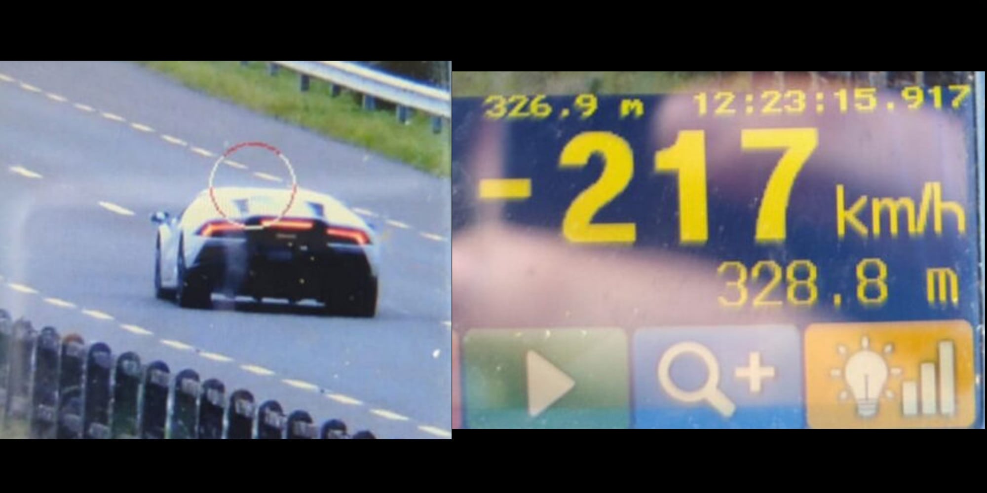 Con la Lamborghini in autostrada a 217 km/h: arrestato