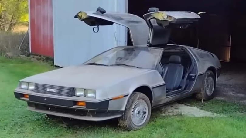 Incredibile, da un fienile sbuca una DeLorean!
