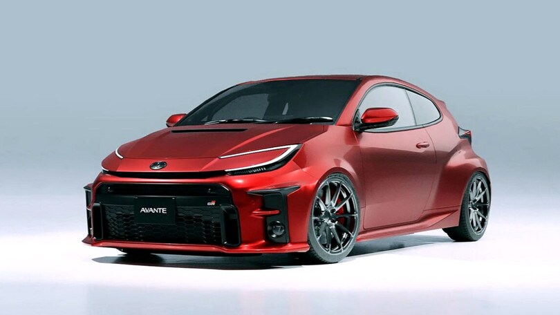 Toyota GR Yaris 2024, che bomba con i fari Prius RENDER