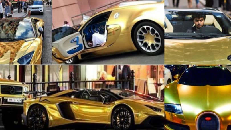 La collezione di supercar tutte d'oro del principe Abdullah: ecco le lussuosissime Lamborghini e Porsche
