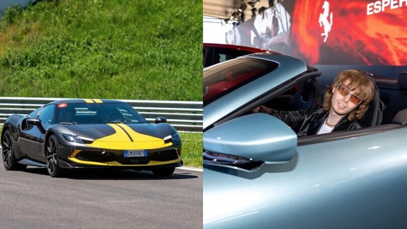 Thomas dei Maneskin sgomma in Ferrari