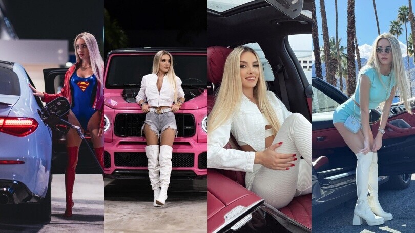 Angelina, la bionda modella con la passione delle supercar!