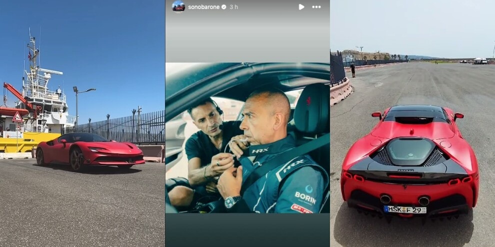 Fabio Barone sulla Ferrari SF90 a caccia del sesto record sulla portaeromobili Giuseppe Garibaldi