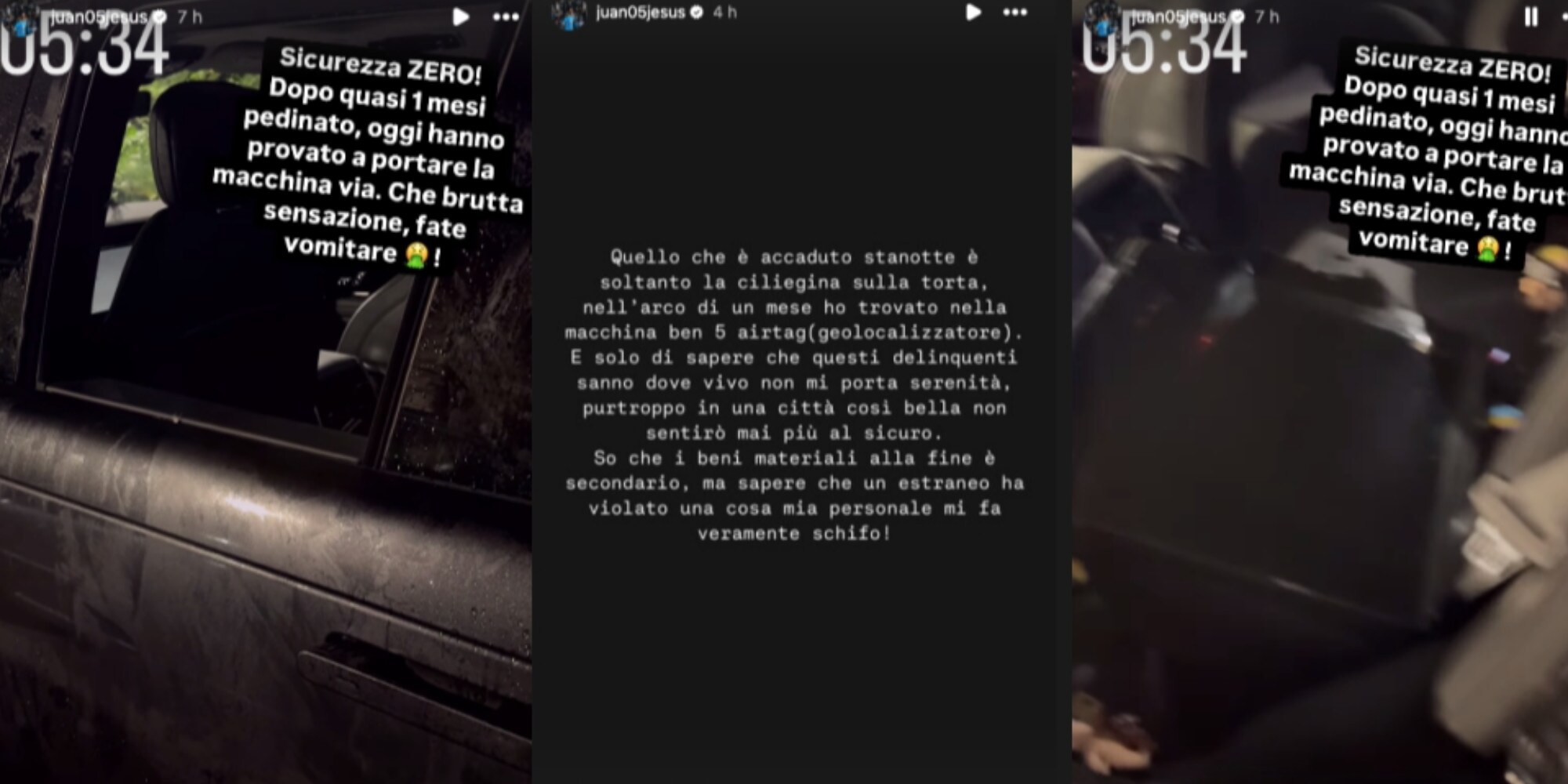 Tentano di rubare la Range Rover di Juan Jesus: "Pedinato da un mese"