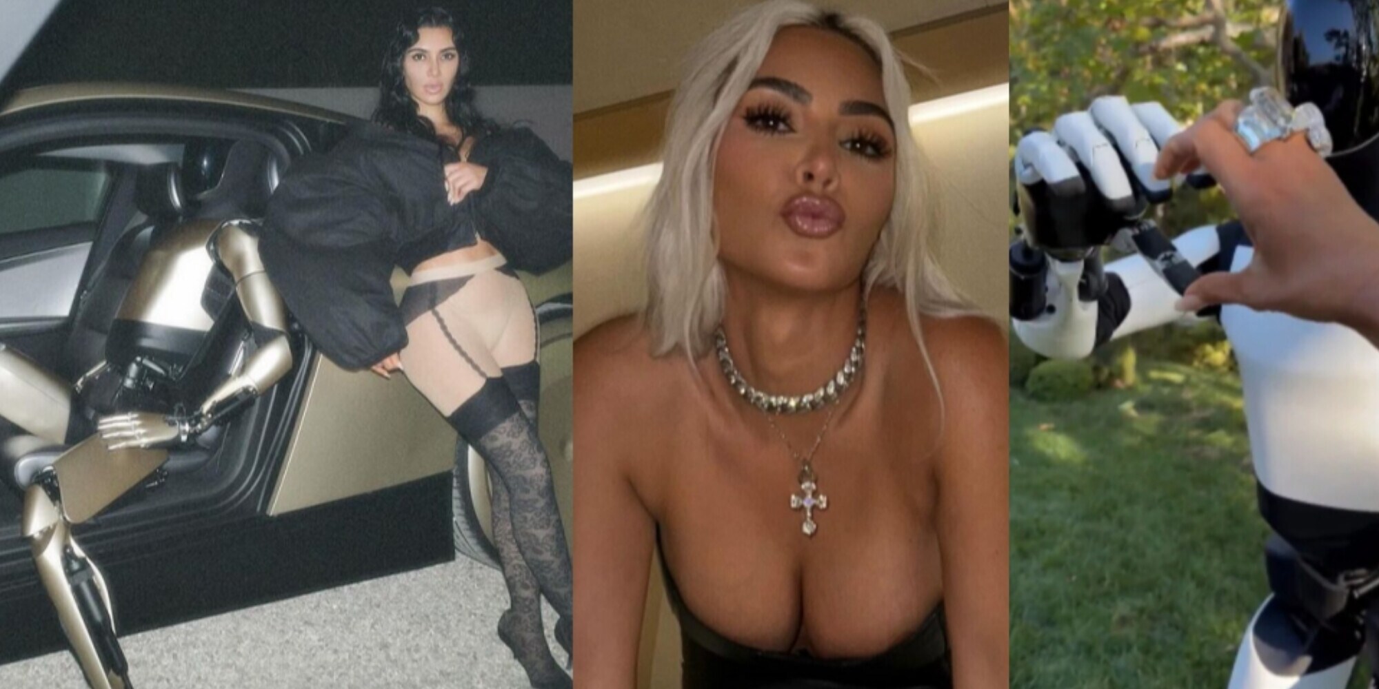Kim Kardashian, effusioni con l'umanoide Tesla: il nuovo "fidanzato" la porta sul Cybercab