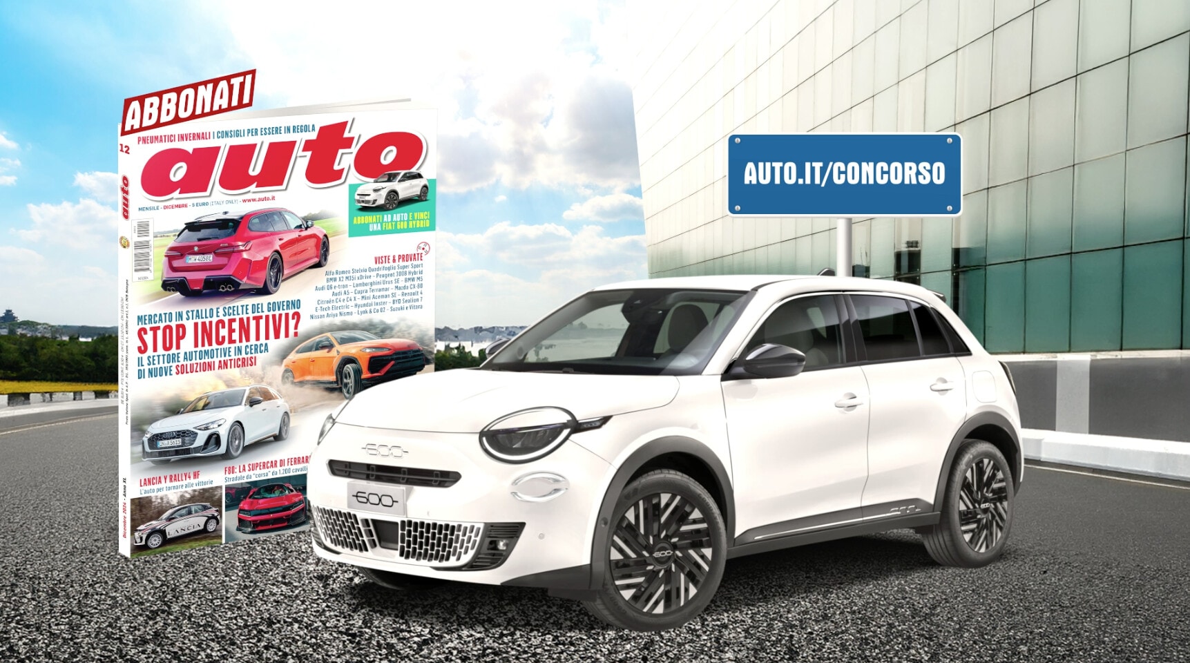 Abbonati ad Auto e vinci una Fiat 600 Hybrid