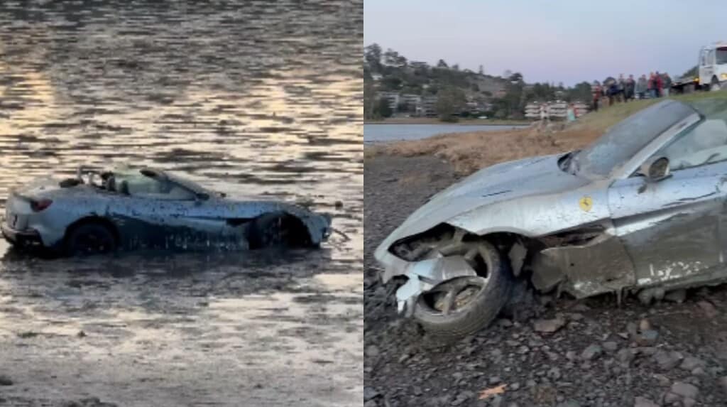 Su una Ferrari Portofino finisce sommerso dal fango: era ubriaco