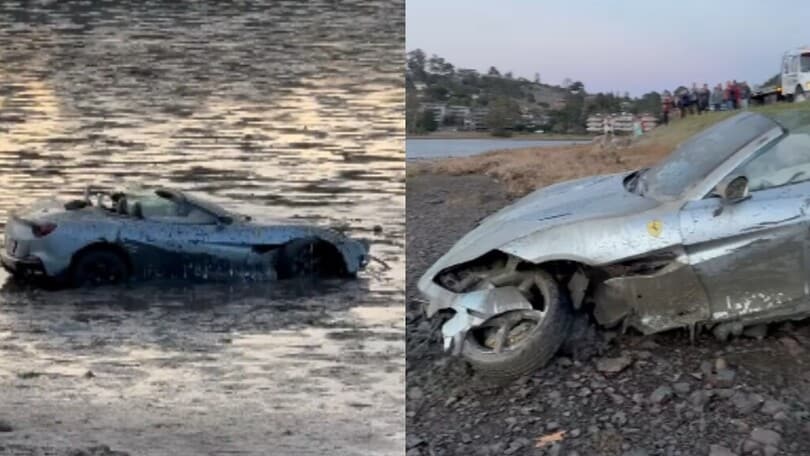 Su una Ferrari Portofino finisce sommerso dal fango: era ubriaco