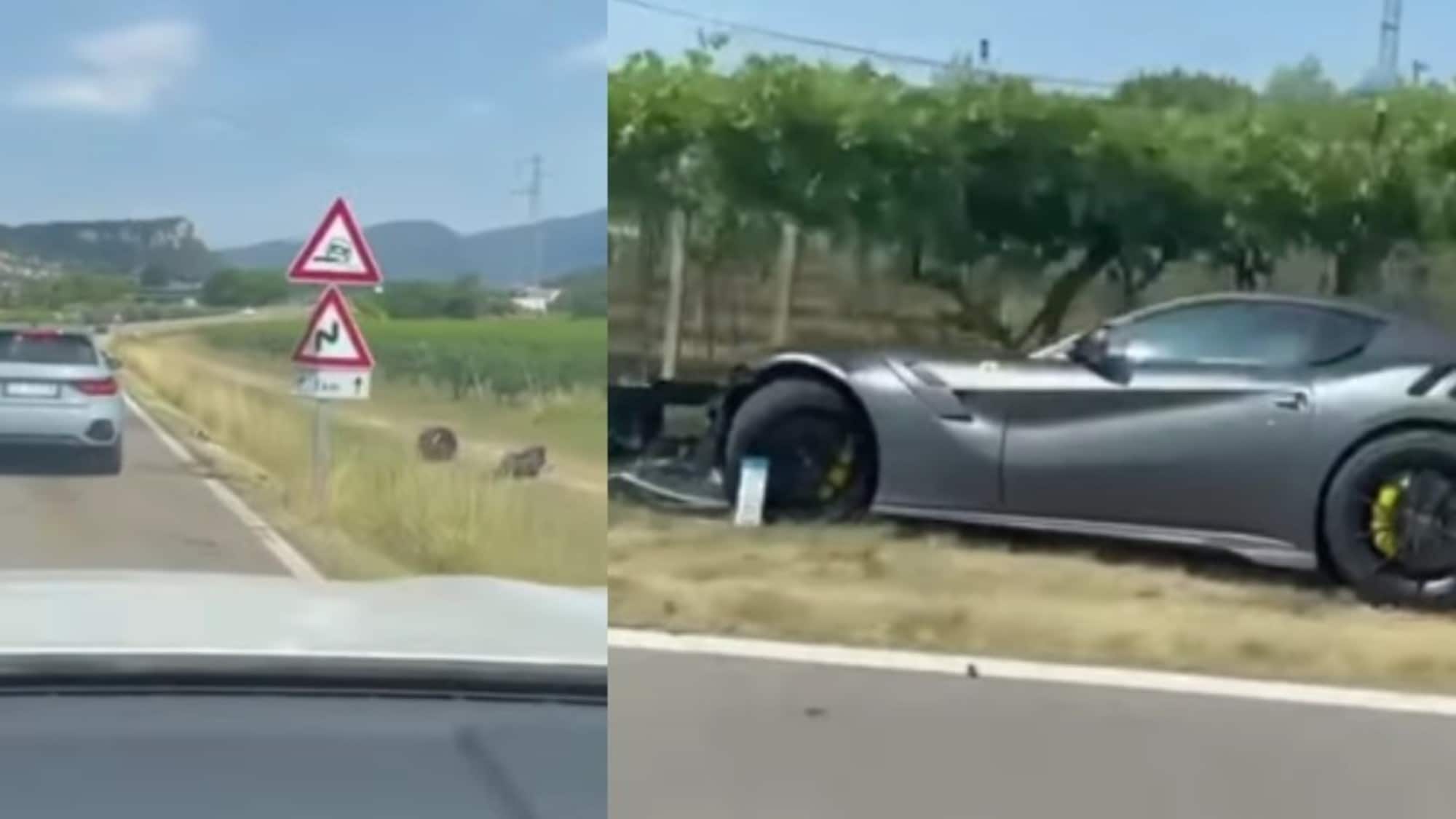 La Ferrari da 350mila euro è incontrollabile: si schianta in un vigneto