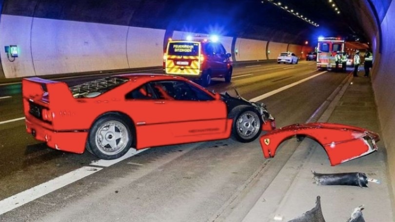 Una Ferrari F40 distrutta in una galleria in Germania: cosa è successo