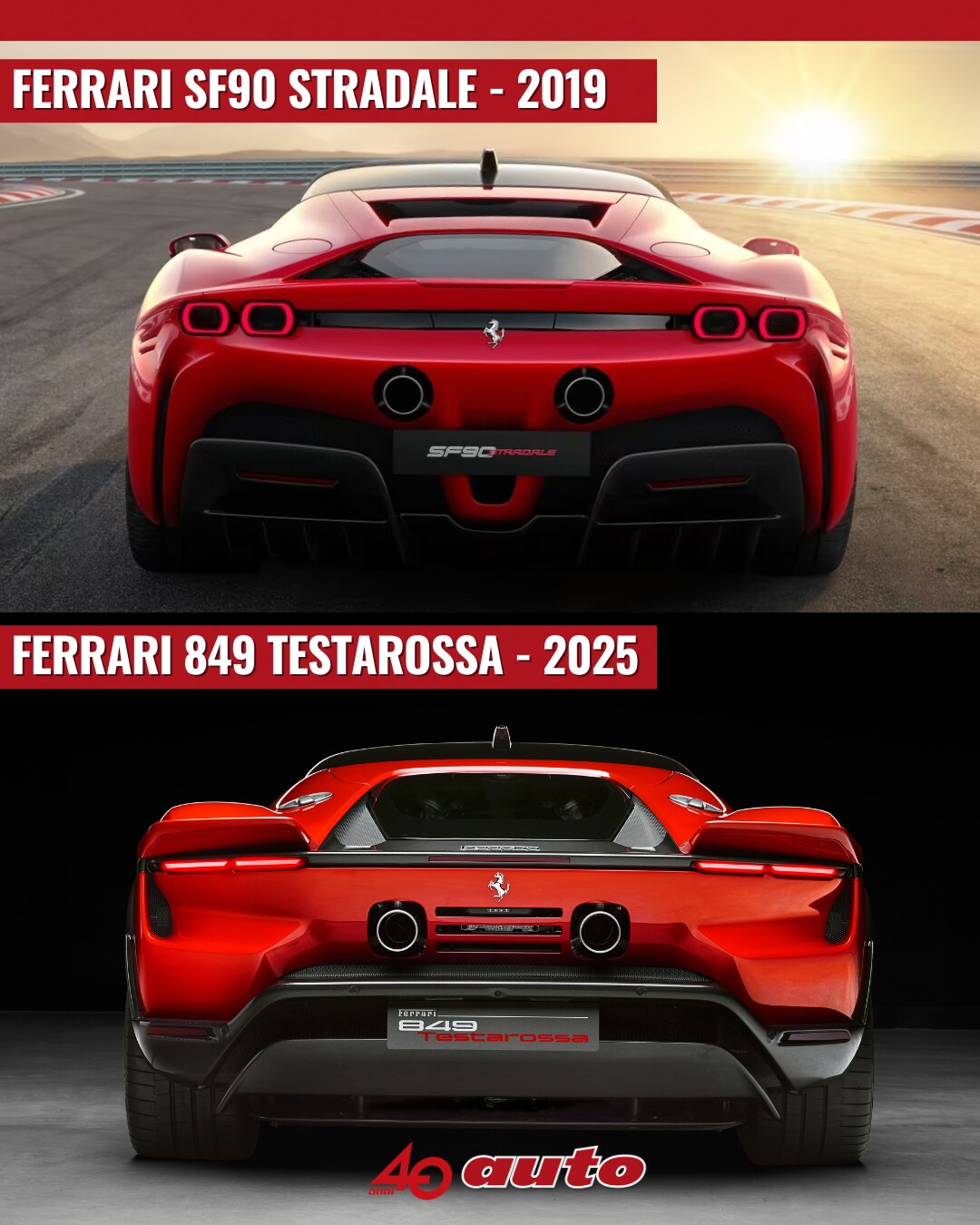 Ferrari SF90 Stradale VS 849 Testarossa: come cambia la V8 ibrida del Cavallino