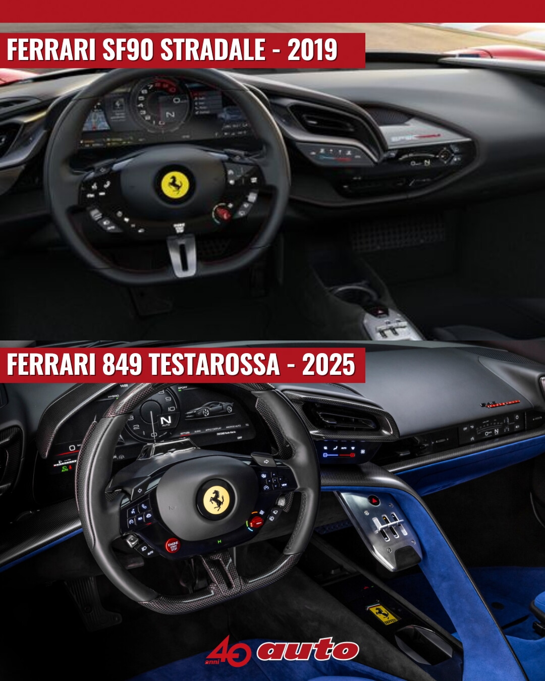 Ferrari SF90 Stradale VS 849 Testarossa: come cambia la V8 ibrida del Cavallino