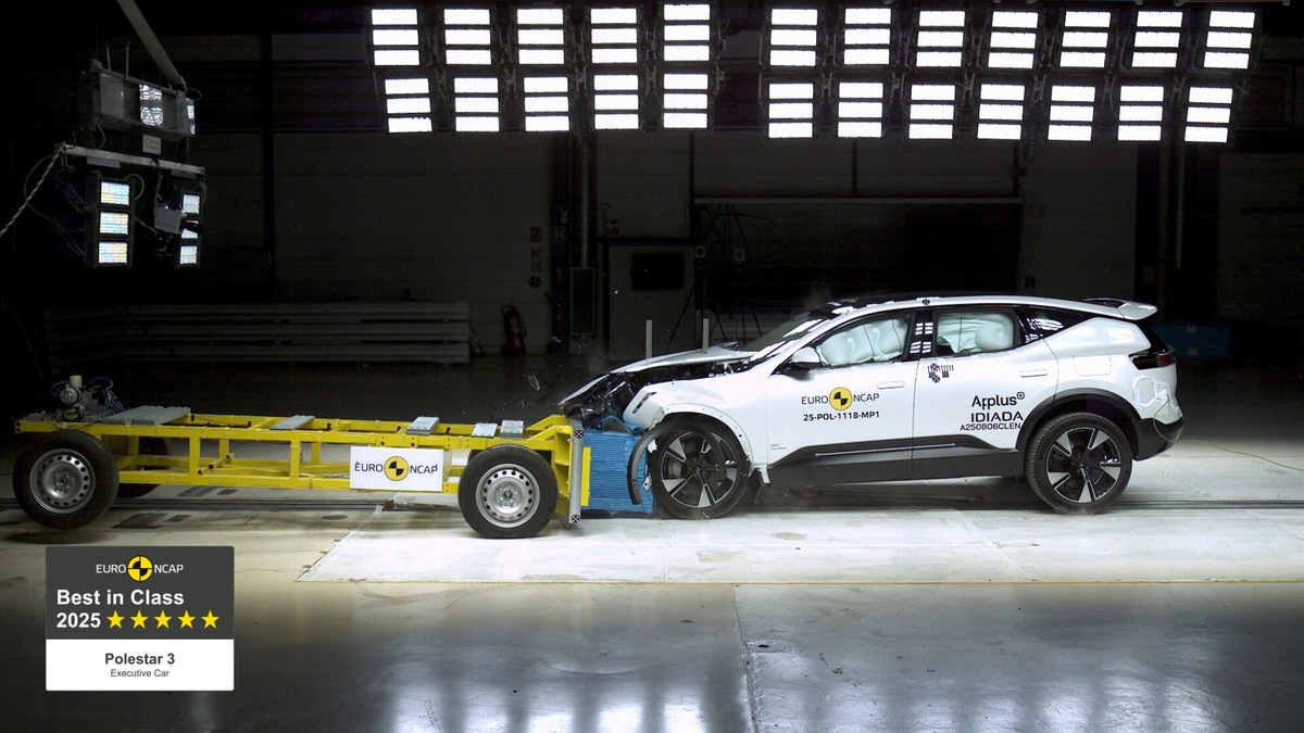 Polestar 3 è l’Executive Car più sicura del 2025 secondo Euro NCAP