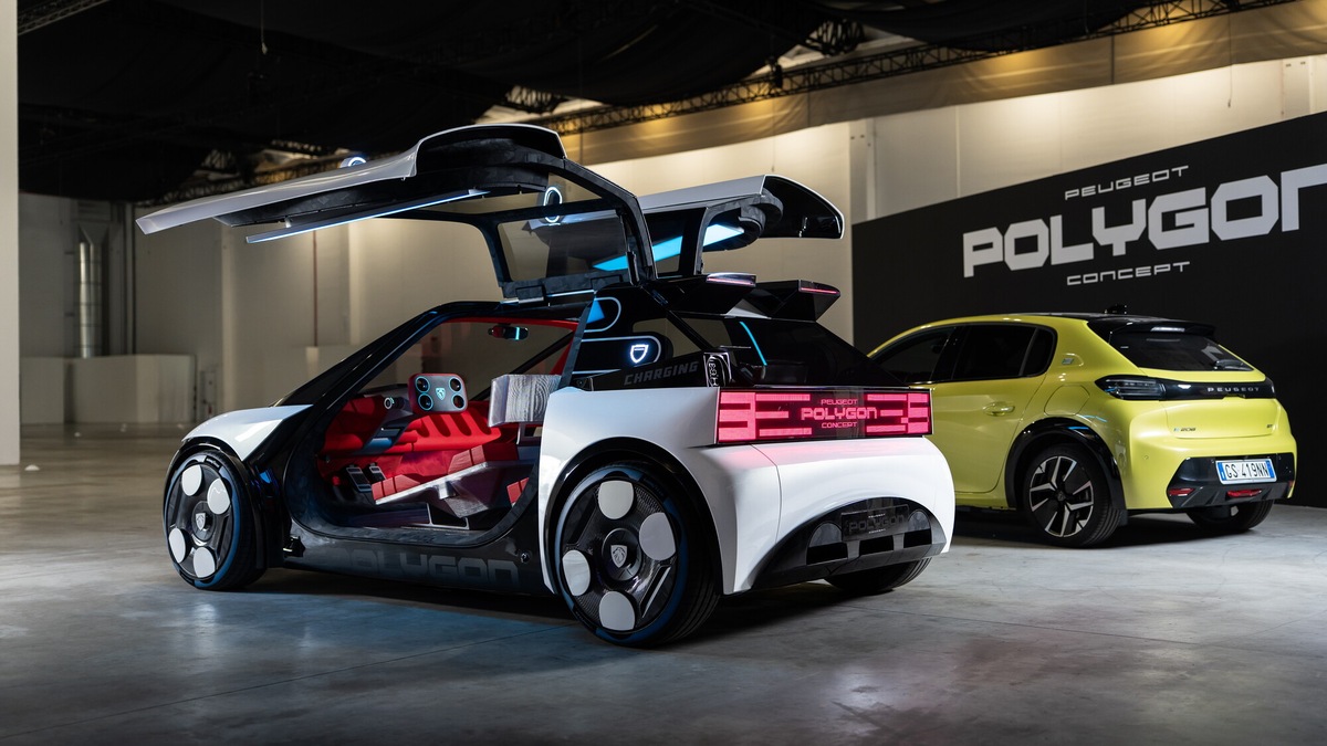 Polygon, la Peugeot del futuro: luci parlanti, sterzo via cavo e ali di gabbiano