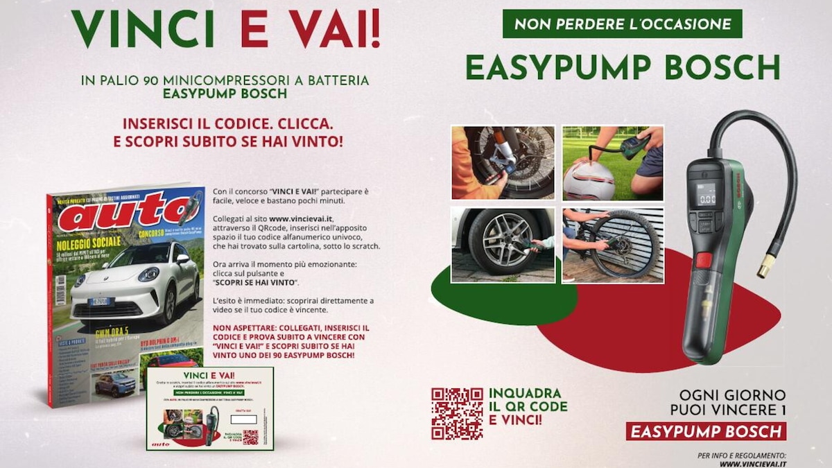 Vinci e Vai con Auto: In palio 90 minicompressori Bosch EasyPump!