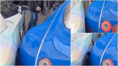 Bugatti Veryon vs Lamborghini Aventador: il parcheggio finisce malissimo