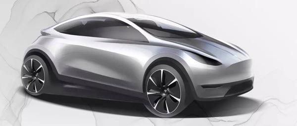 Baby Tesla, il bozzetto della nuova compatta elettrica
