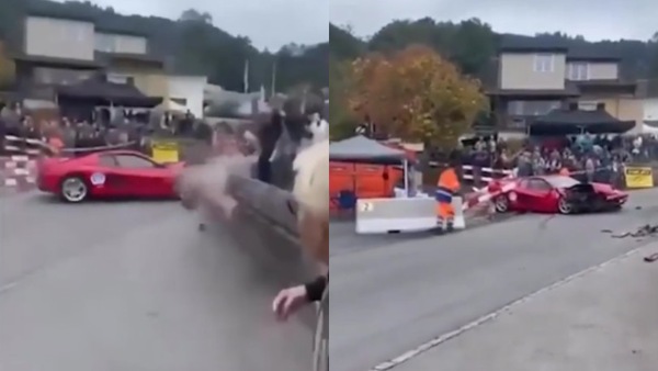 Paura in Svizzera: una Ferrari Testarossa si schianta tra il pubblico! VIDEO