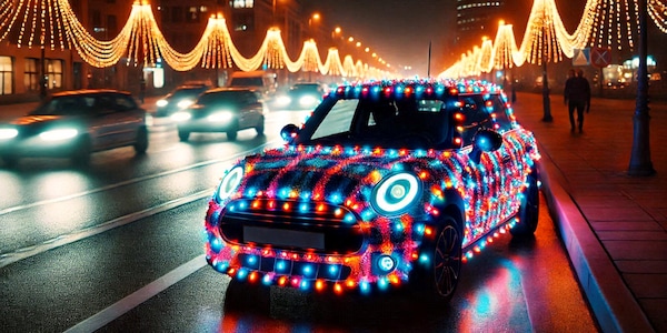 Luci natalizie sulle auto? Illegale e rischioso