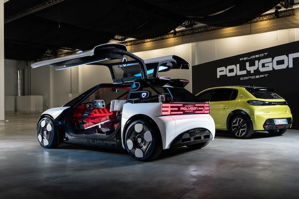 Polygon, la Peugeot del futuro: luci parlanti, sterzo via cavo e ali di gabbiano